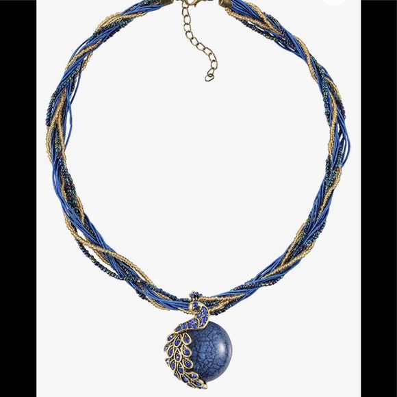 Beaded Style Pendant Opal Peacock Necklace - Picture 2 of 12